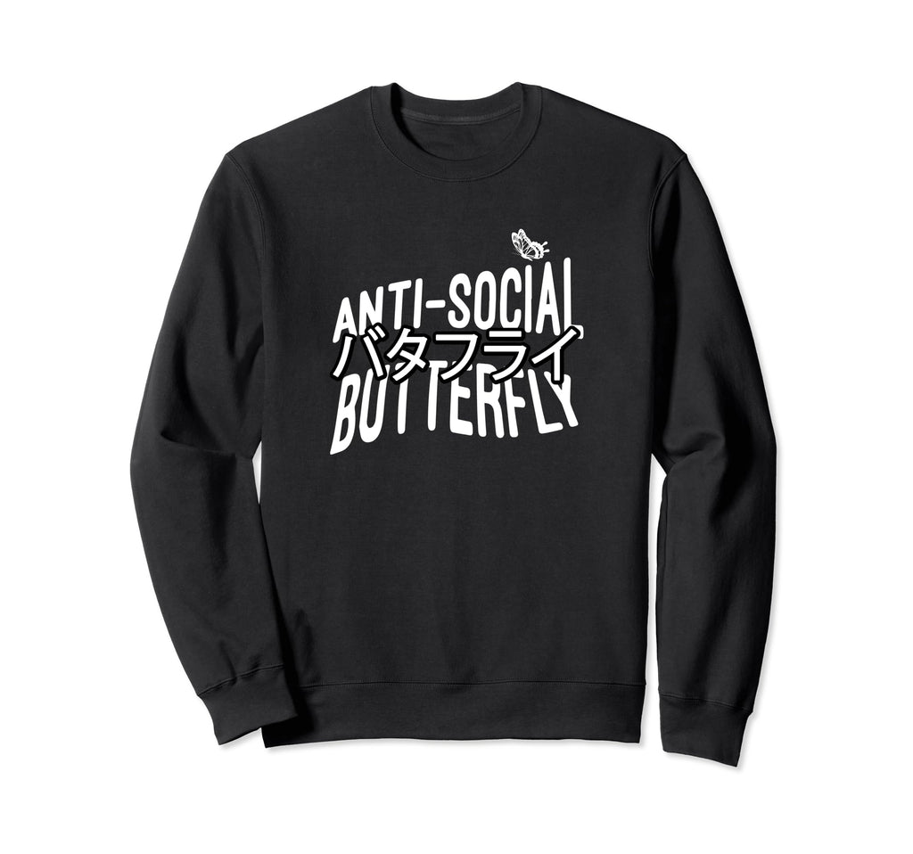 Anti Social Butterfly Sweatshirt - Aesthetic Graphic Men Women - T-Shirt, Sweatshirt, Hoodie