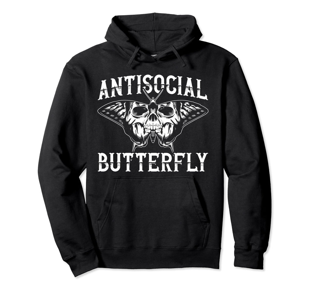 Antisocial Butterfly Funny Introvert Hoodie - Aesthetic Graphic Unisex - T-Shirt, Sweatshirt, Hoodie
