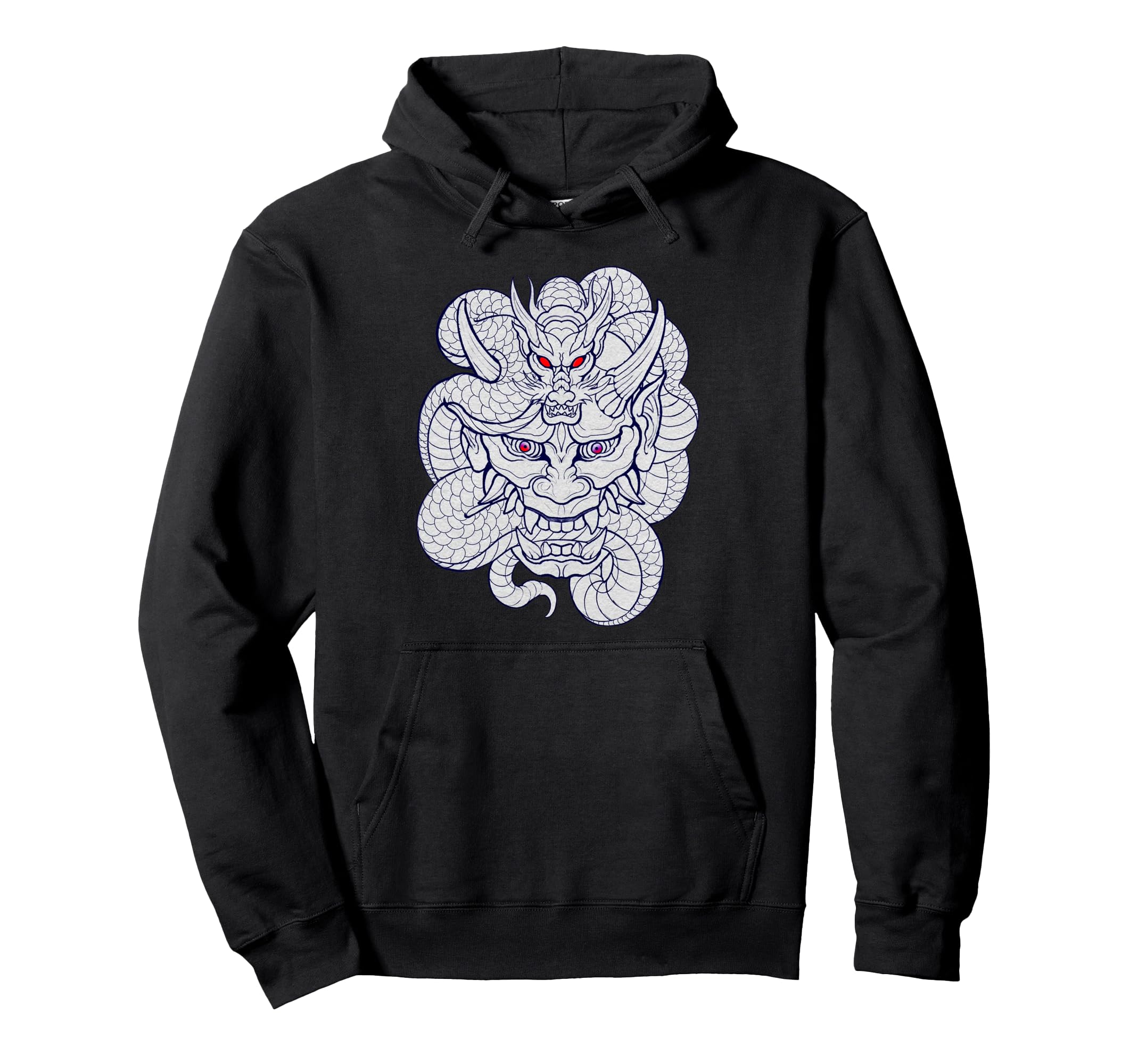 Dragon Hannya Mask Japanese Tattoo Hoodie - Aesthetic Graphic Men Women - T-Shirt, Sweatshirt, Hoodie