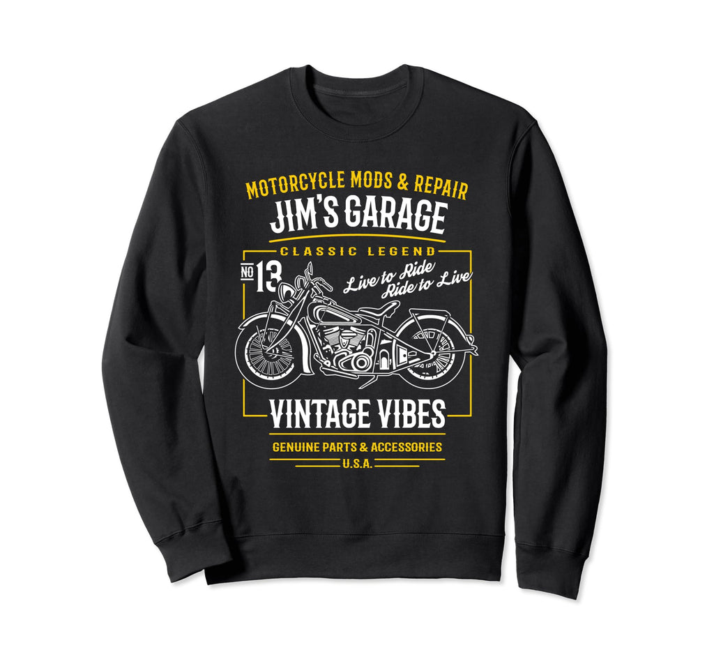 Jims Garage Motorcycle Name Jim Sweatshirt - Streetwear Style Unisex - T-Shirt, Sweatshirt, Hoodie