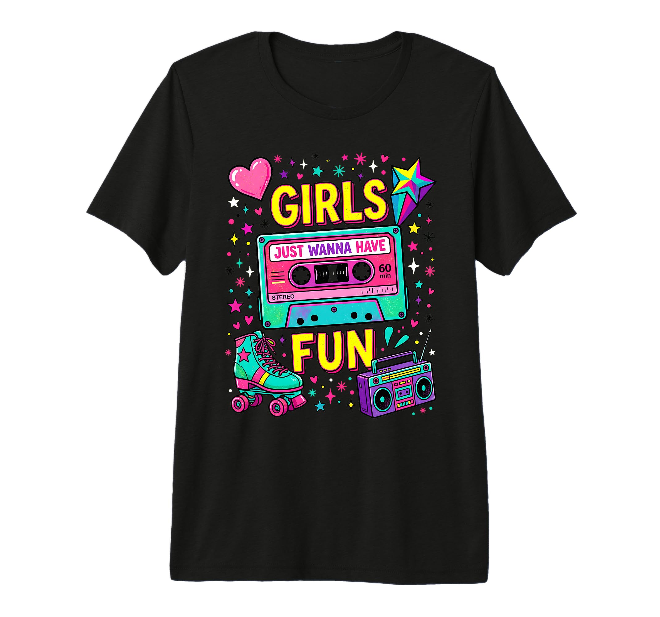 Vibrant 80S Cassette Tape And Roller T-Shirt - Custom Art Print Unisex - T-Shirt, Sweatshirt, Hoodie