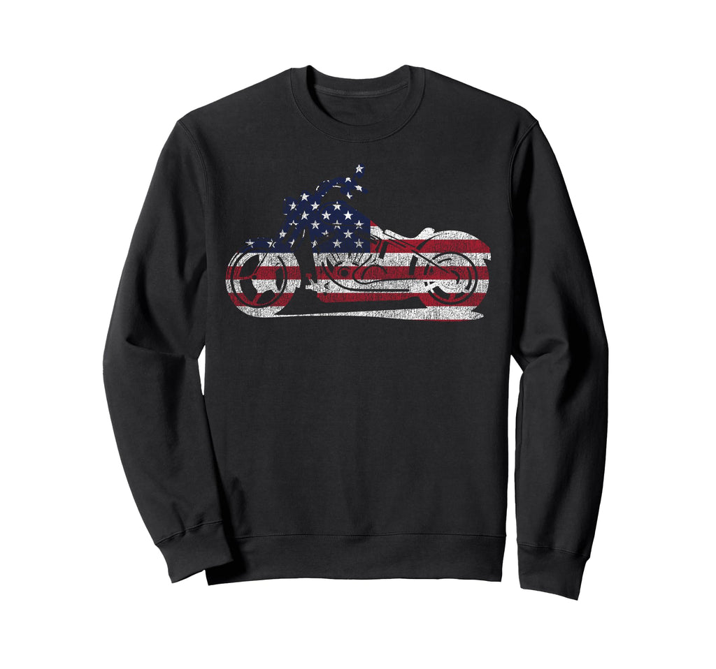 Motorcycle Biker American Flag Sweatshirt - Novelty Apparel for Adults - T-Shirt, Sweatshirt, Hoodie