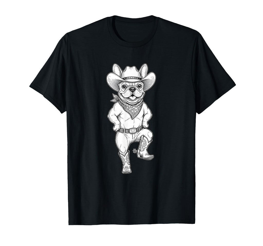 Howdy French Bulldog Cowboy Western T-Shirt - Trendy Graphic Men Women - T-Shirt, Sweatshirt, Hoodie