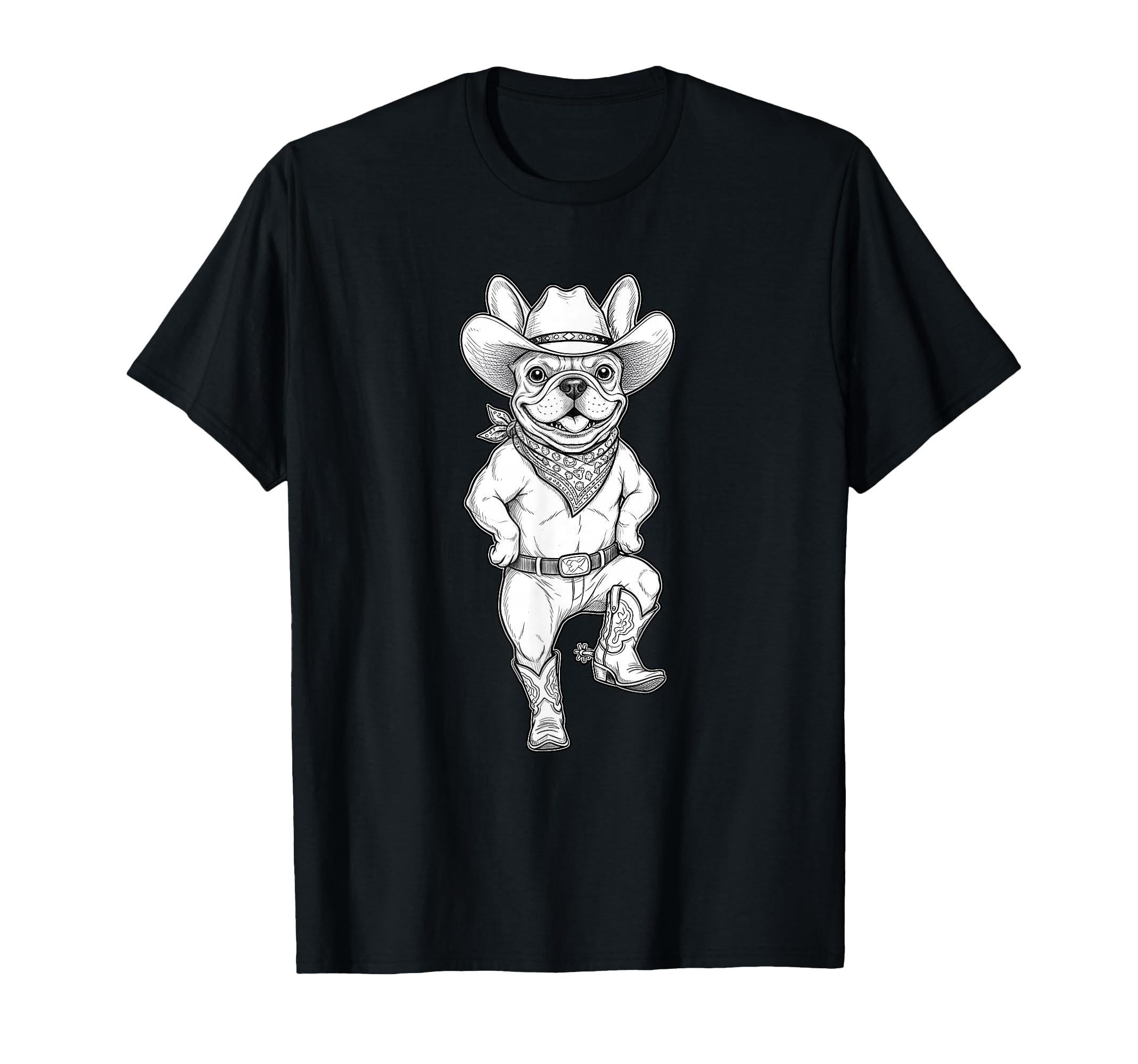 Howdy French Bulldog Cowboy Western T-Shirt - Trendy Graphic Men Women - T-Shirt, Sweatshirt, Hoodie