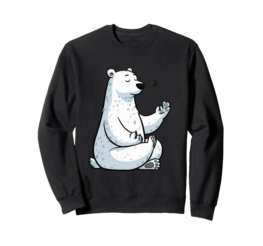 Meditation Polar Bear Yoga Pose Sweatshirt - Minimalist Print Men Women - T-Shirt, Sweatshirt, Hoodie