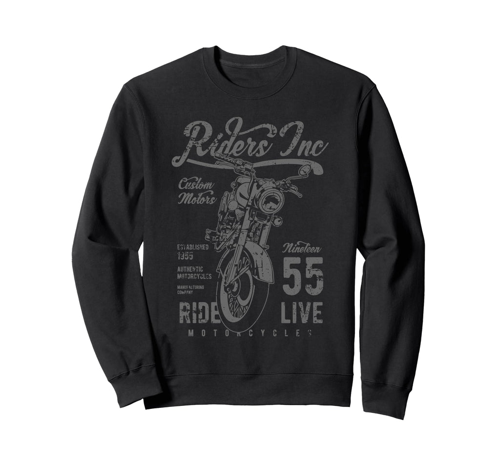 Riders Inc 1955 Motorcycle Distressed Sweatshirt - Minimalist Print Unisex - T-Shirt, Sweatshirt, Hoodie