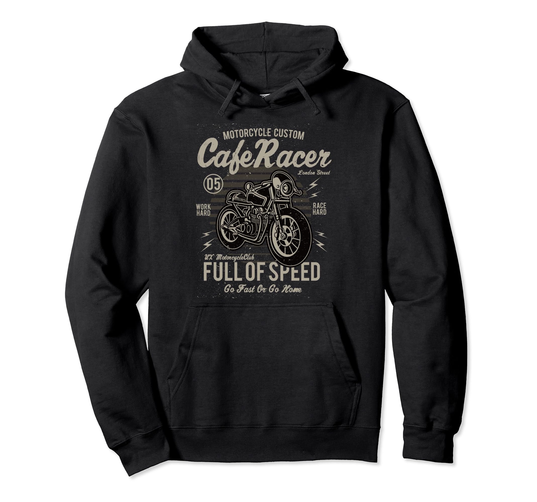 Cafe Racer Motorcycle Biker Racer Bike Hoodie - Trendy Graphic for Adults - T-Shirt, Sweatshirt, Hoodie