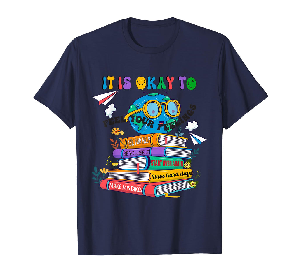 Books Its Okay To Be Kind Yellow Mental T-Shirt - Novelty Apparel Unisex - T-Shirt, Sweatshirt, Hoodie