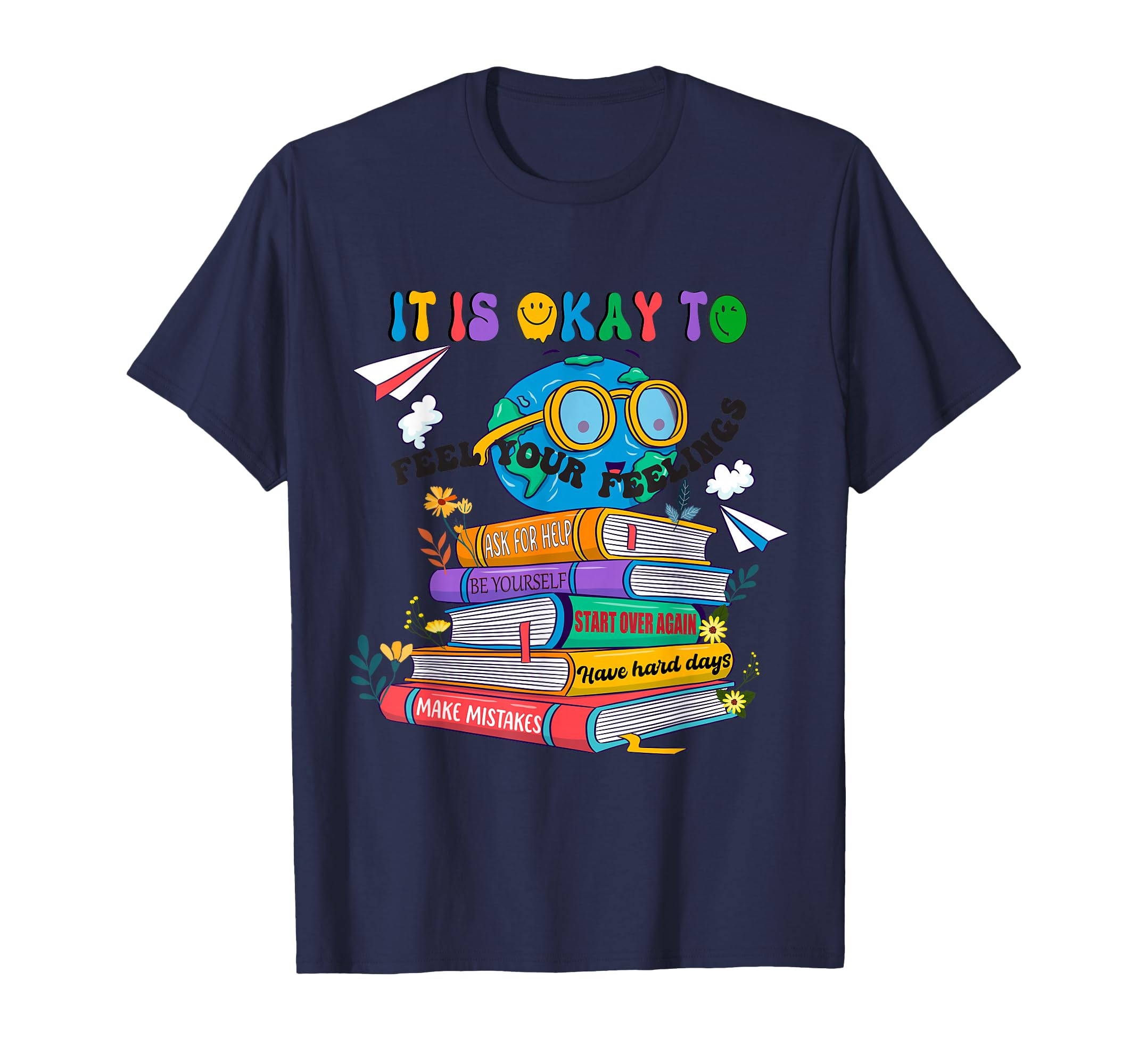 Books Its Okay To Be Kind Yellow Mental T-Shirt - Novelty Apparel Unisex - T-Shirt, Sweatshirt, Hoodie