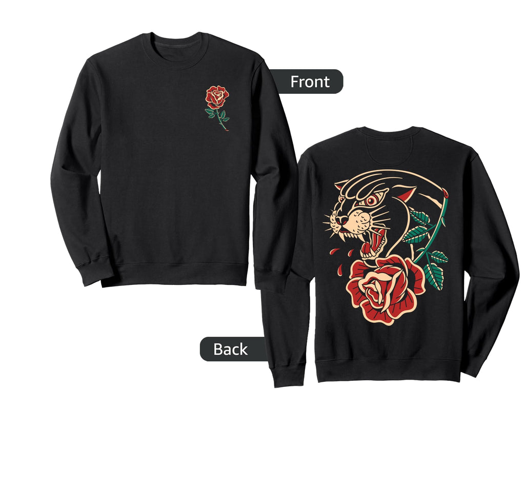 Panther Rose Traditional Tattoo Artist Sweatshirt - Graphic Print Unisex - T-Shirt, Sweatshirt, Hoodie