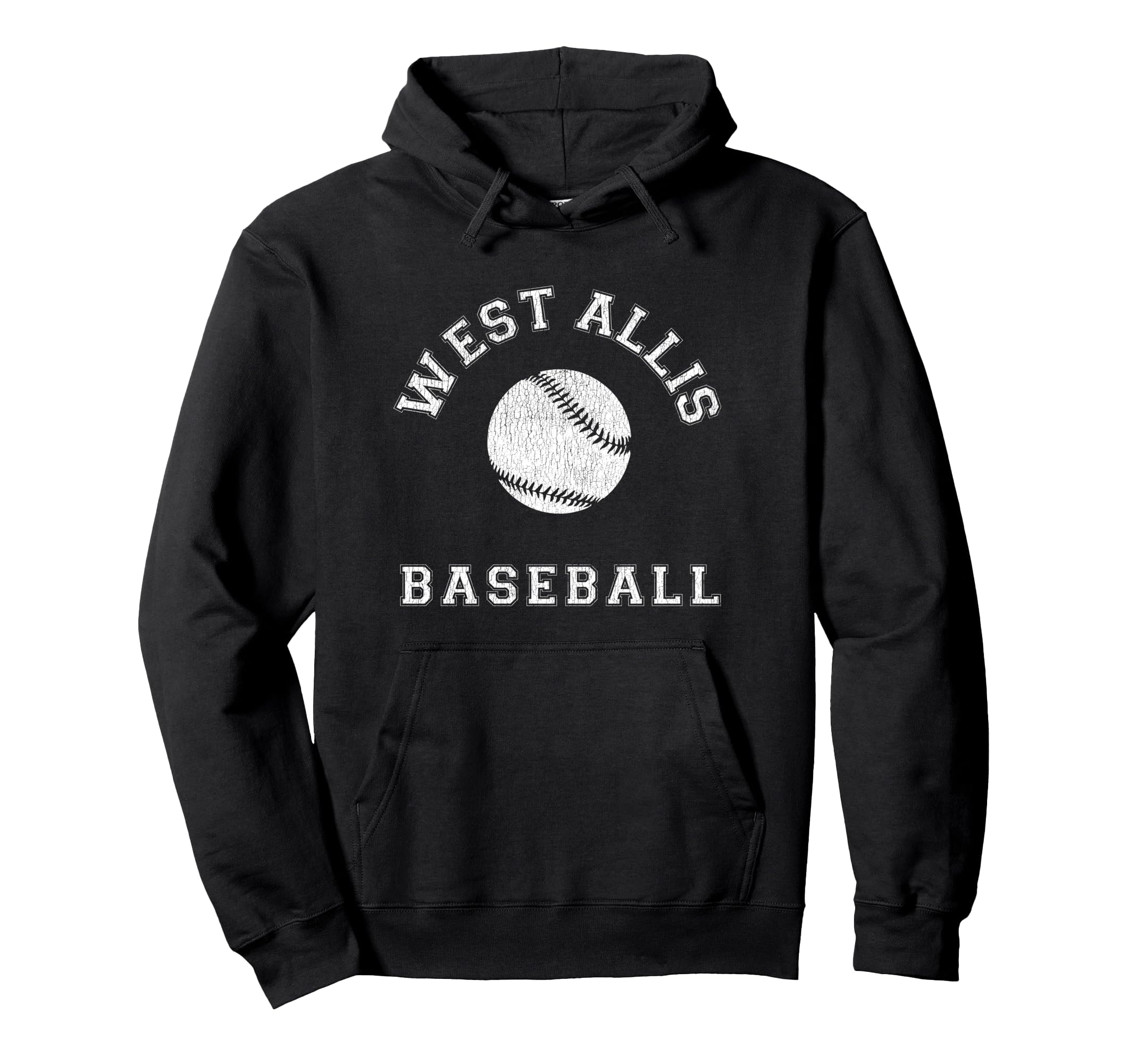 West Allis Baseball Distressed Hoodie - Graphic Print for Adults - T-Shirt, Sweatshirt, Hoodie
