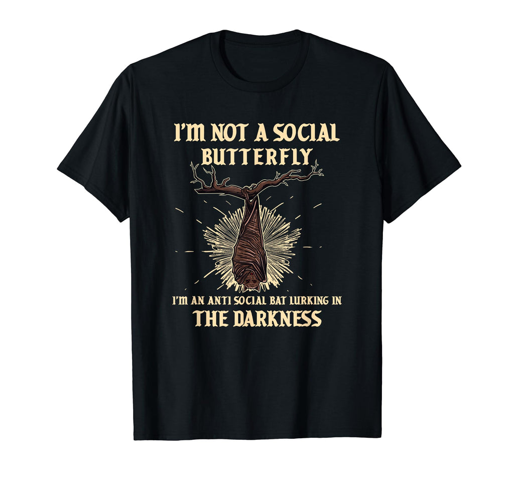 Social Butterfly Antisocial Sleeping Bat T-Shirt - Minimalist Print Unisex - T-Shirt, Sweatshirt, Hoodie