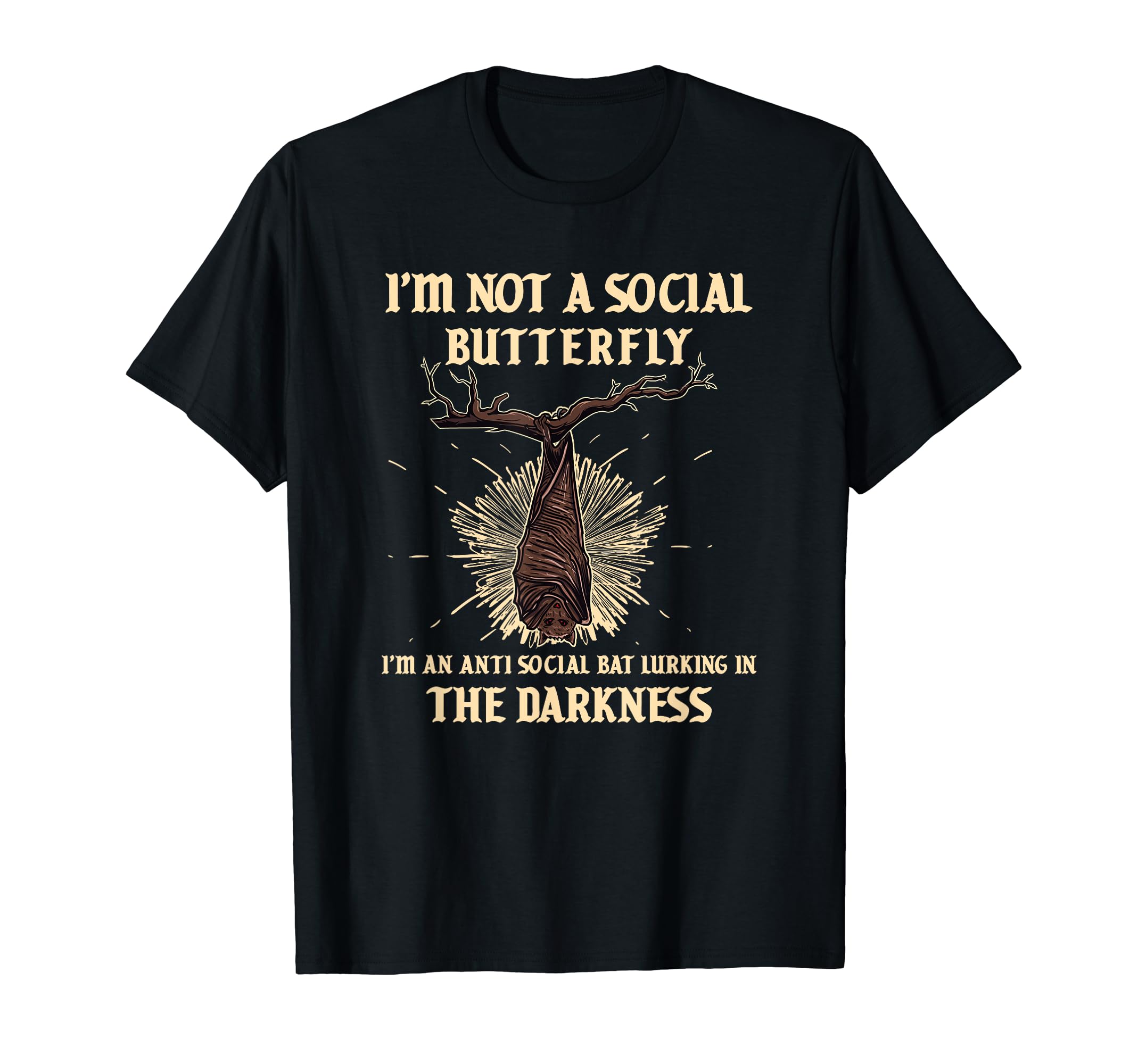 Social Butterfly Antisocial Sleeping Bat T-Shirt - Minimalist Print Unisex - T-Shirt, Sweatshirt, Hoodie