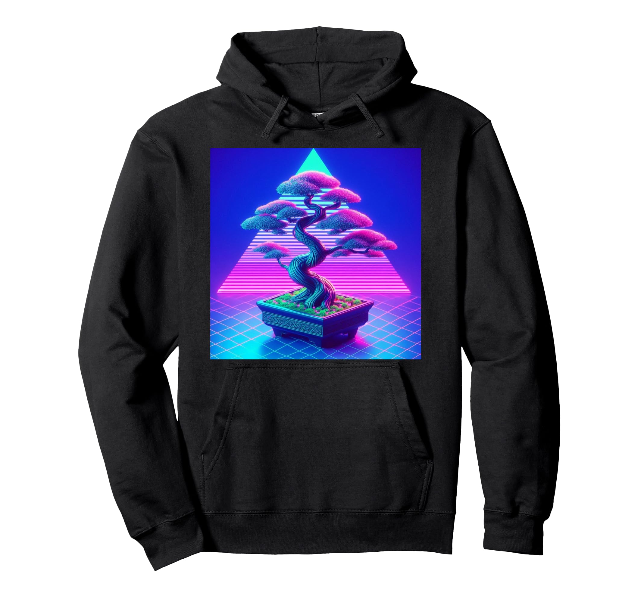 Bonsai Tree Vaporwave Retrowave Hoodie - Streetwear Style for Adults - T-Shirt, Sweatshirt, Hoodie
