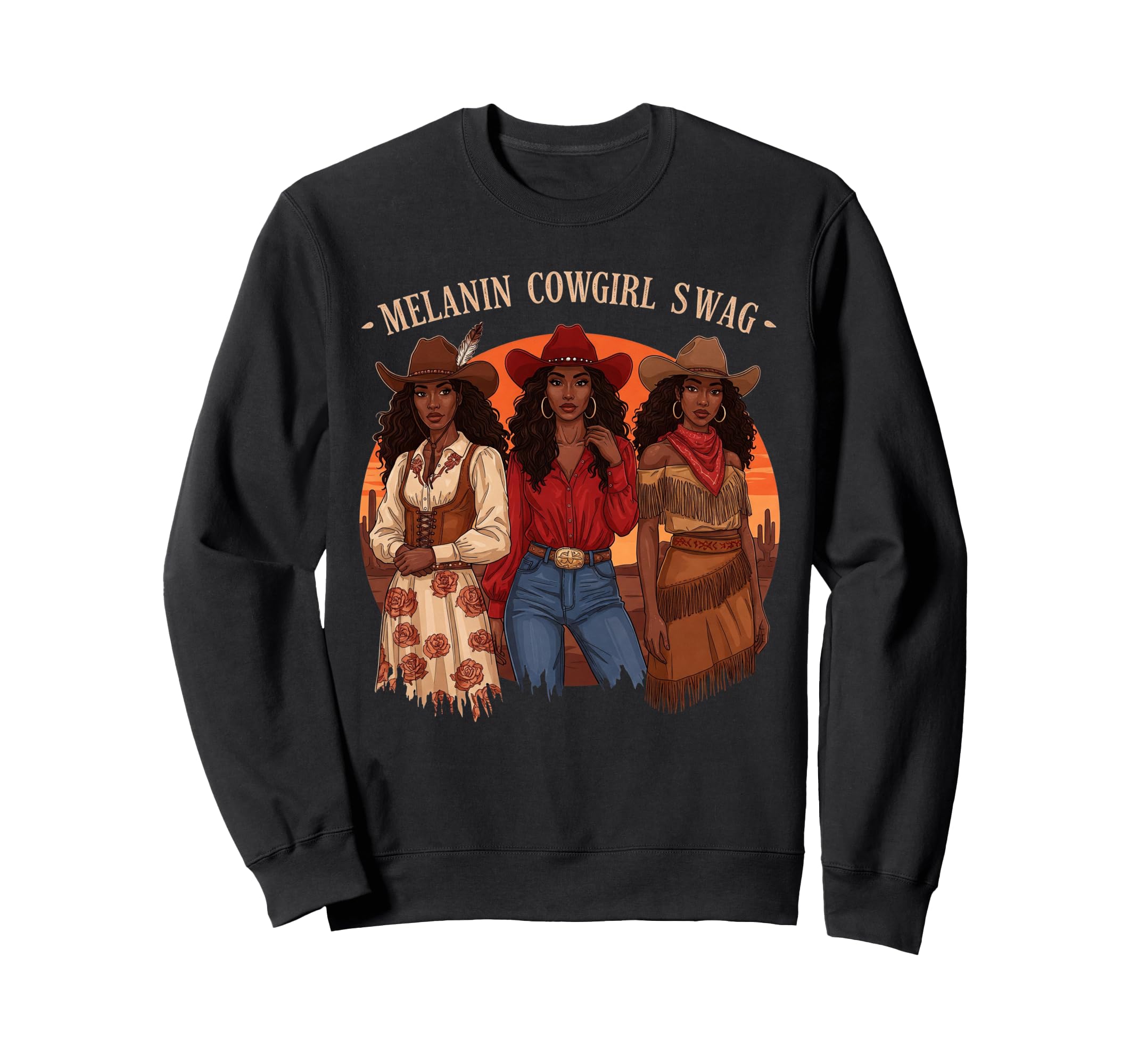 Lets Go Western Country Melanin Sweatshirt - Trendy Graphic for Adults - T-Shirt, Sweatshirt, Hoodie