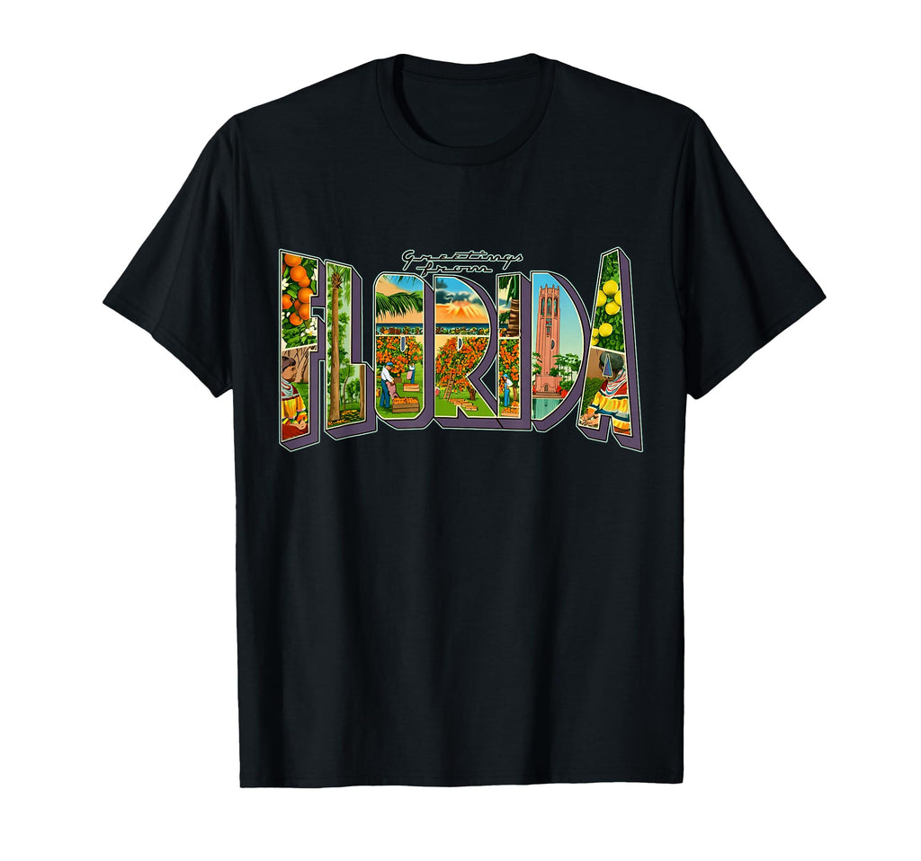 Greetings From Florida Postcard T-Shirt - Custom Art Print Men Women - T-Shirt, Sweatshirt, Hoodie