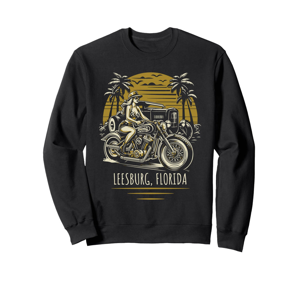 Leesburg Florida Motorcycle Hotrod Sweatshirt - Graphic Print for Adults - T-Shirt, Sweatshirt, Hoodie