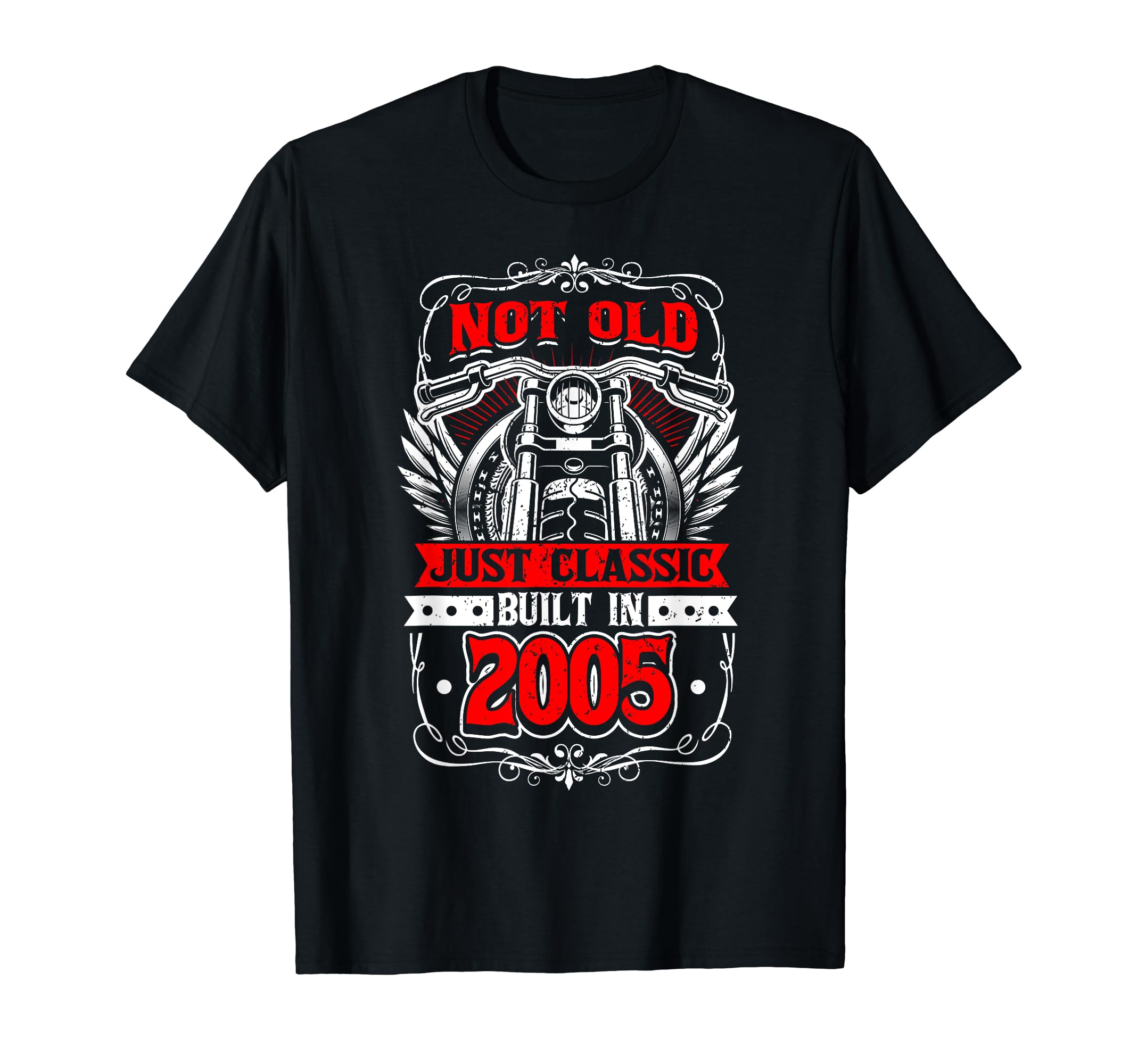 Motorcycle Biker Birthday Built 2005 T-Shirt - Graphic Print for Adults - T-Shirt, Sweatshirt, Hoodie