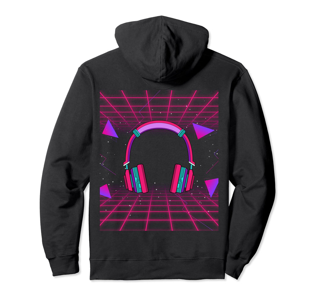 Synthwave Music Headphones 80S Hoodie - Casual Everyday Wear Unisex - T-Shirt, Sweatshirt, Hoodie