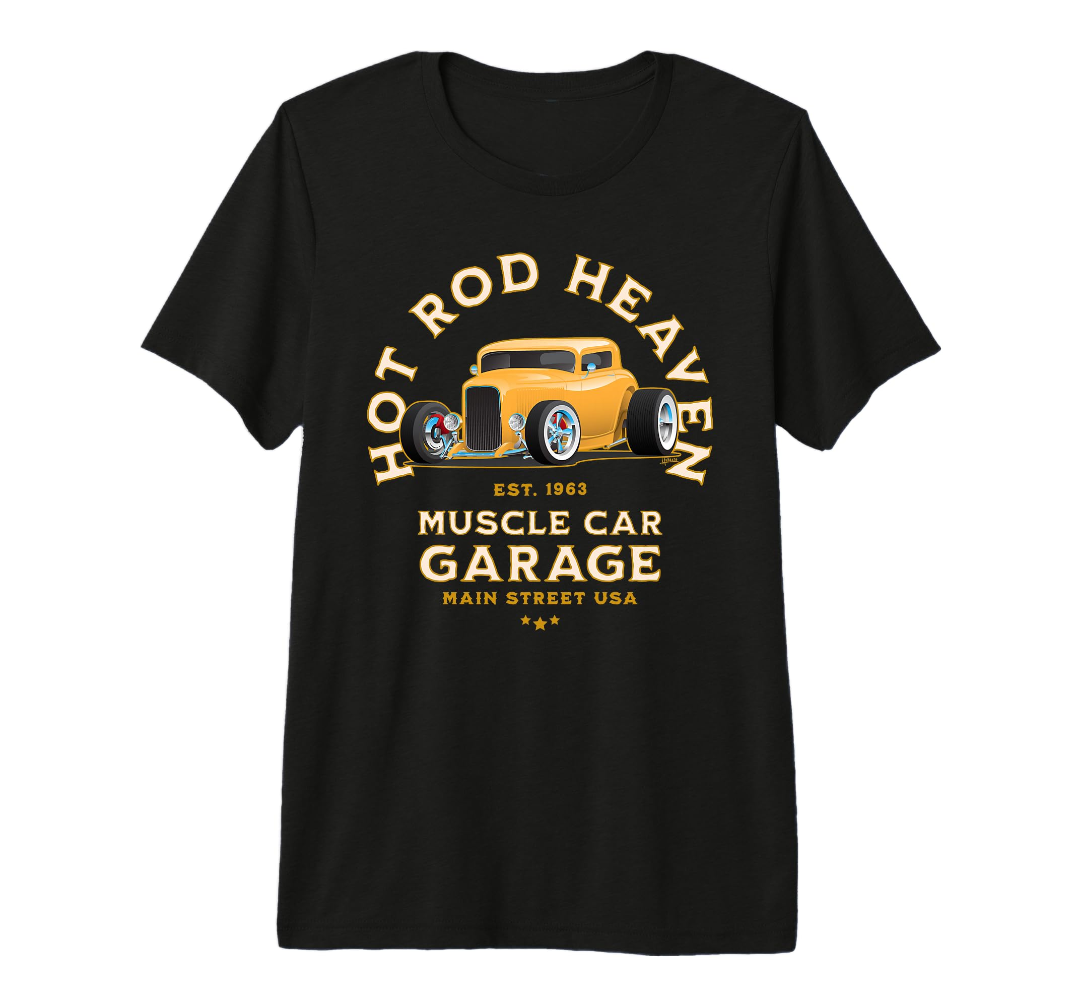 Hotrod Heaven Muscle Car Garage Usa T-Shirt - Unique Graphic for Adults - T-Shirt, Sweatshirt, Hoodie
