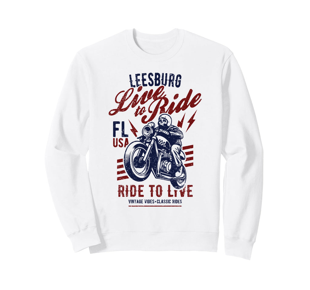 Leesburg Florida Usa Motorcycle Sweatshirt - Custom Art Print Men Women - T-Shirt, Sweatshirt, Hoodie