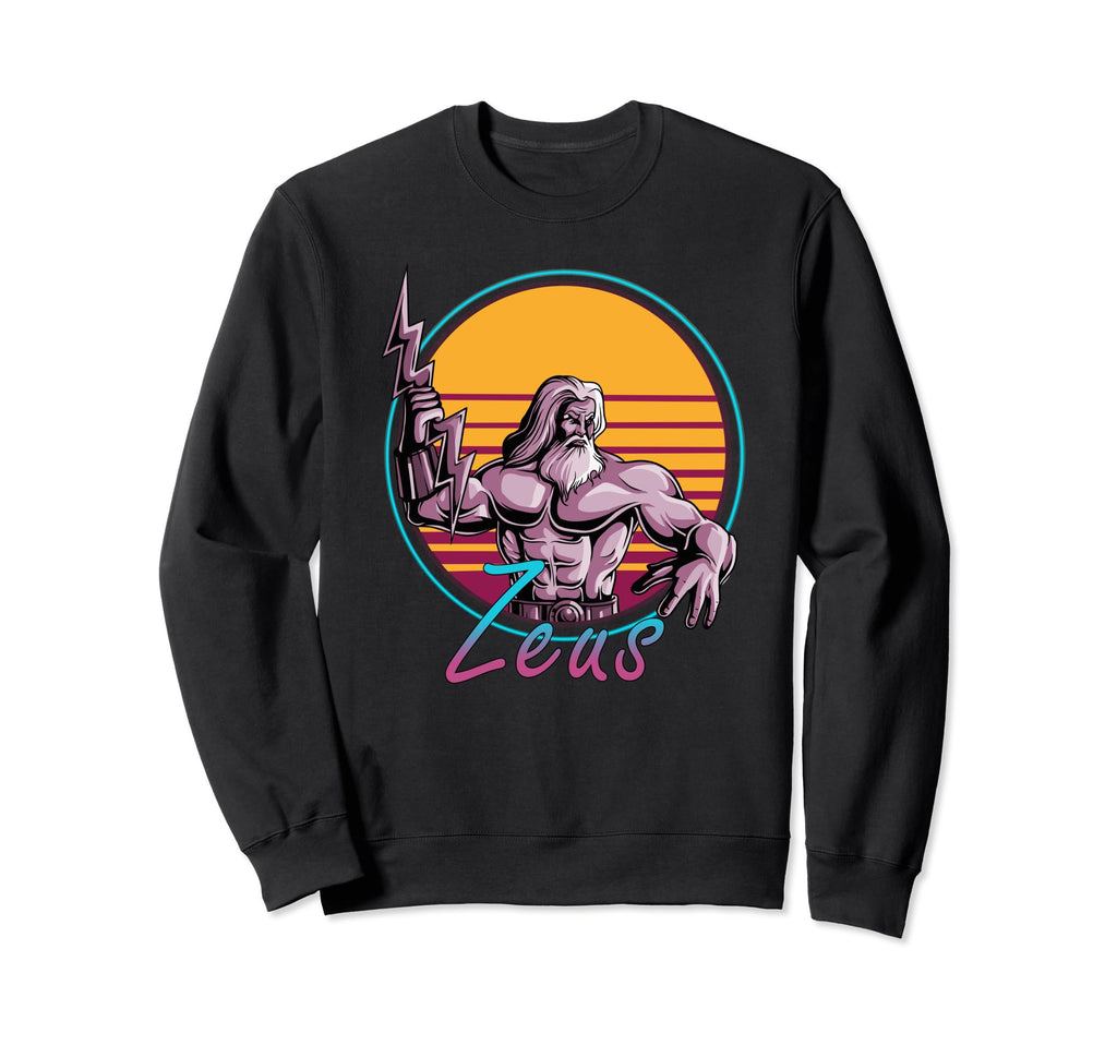 80S Zeus Synthwave Greek Mythology Sweatshirt - Graphic Print for Adults - T-Shirt, Sweatshirt, Hoodie