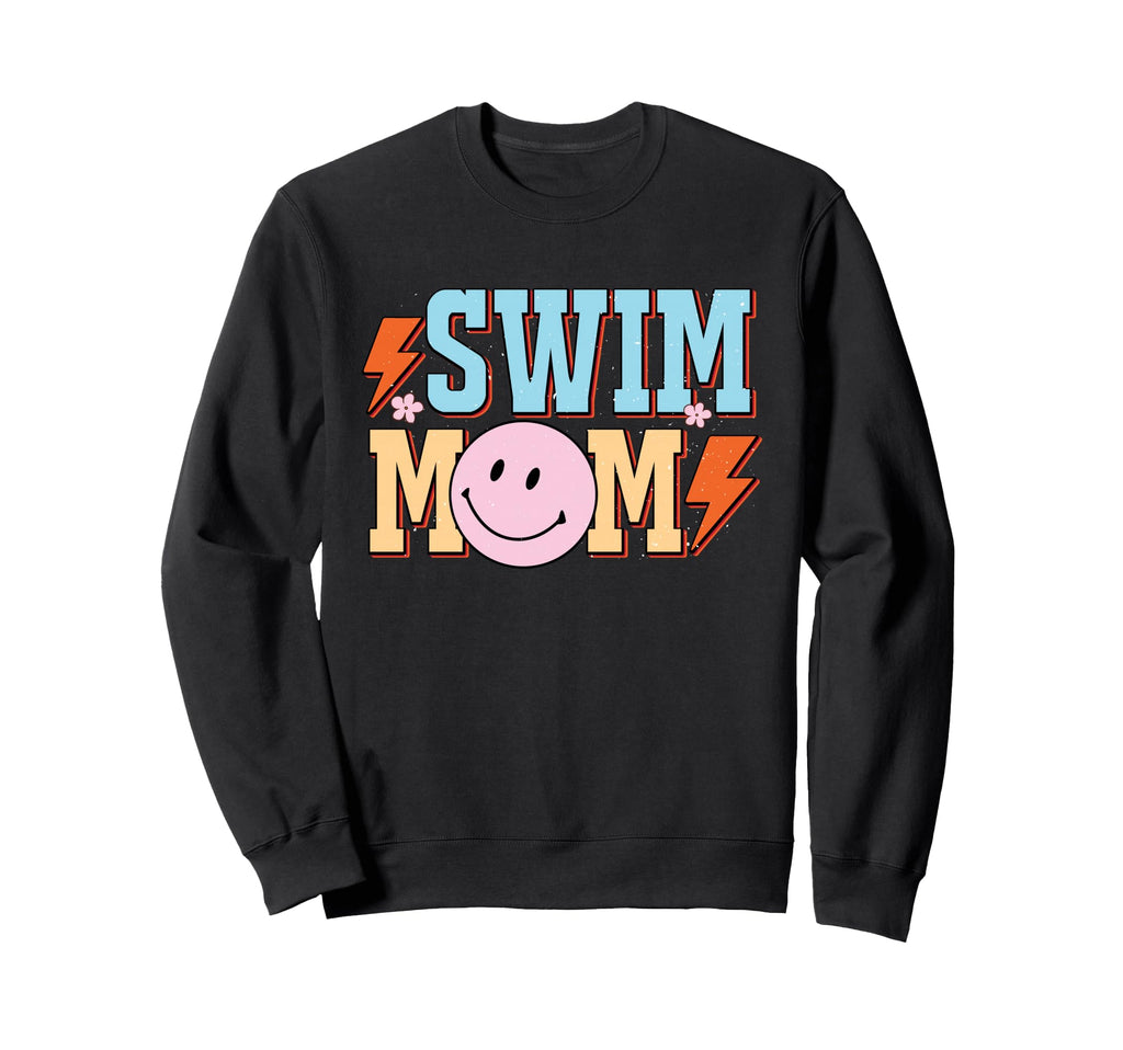 Swim Mom Happy Face Sweatshirt - Fun Novelty Design for Adults - T-Shirt, Sweatshirt, Hoodie