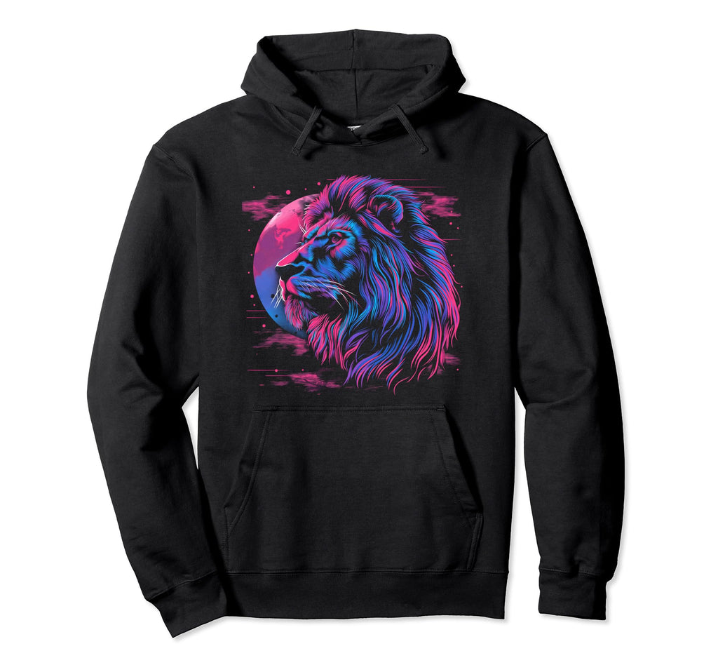 Lion Vaporwave Aesthetic Synthwave Hoodie - Minimalist Print for Adults - T-Shirt, Sweatshirt, Hoodie
