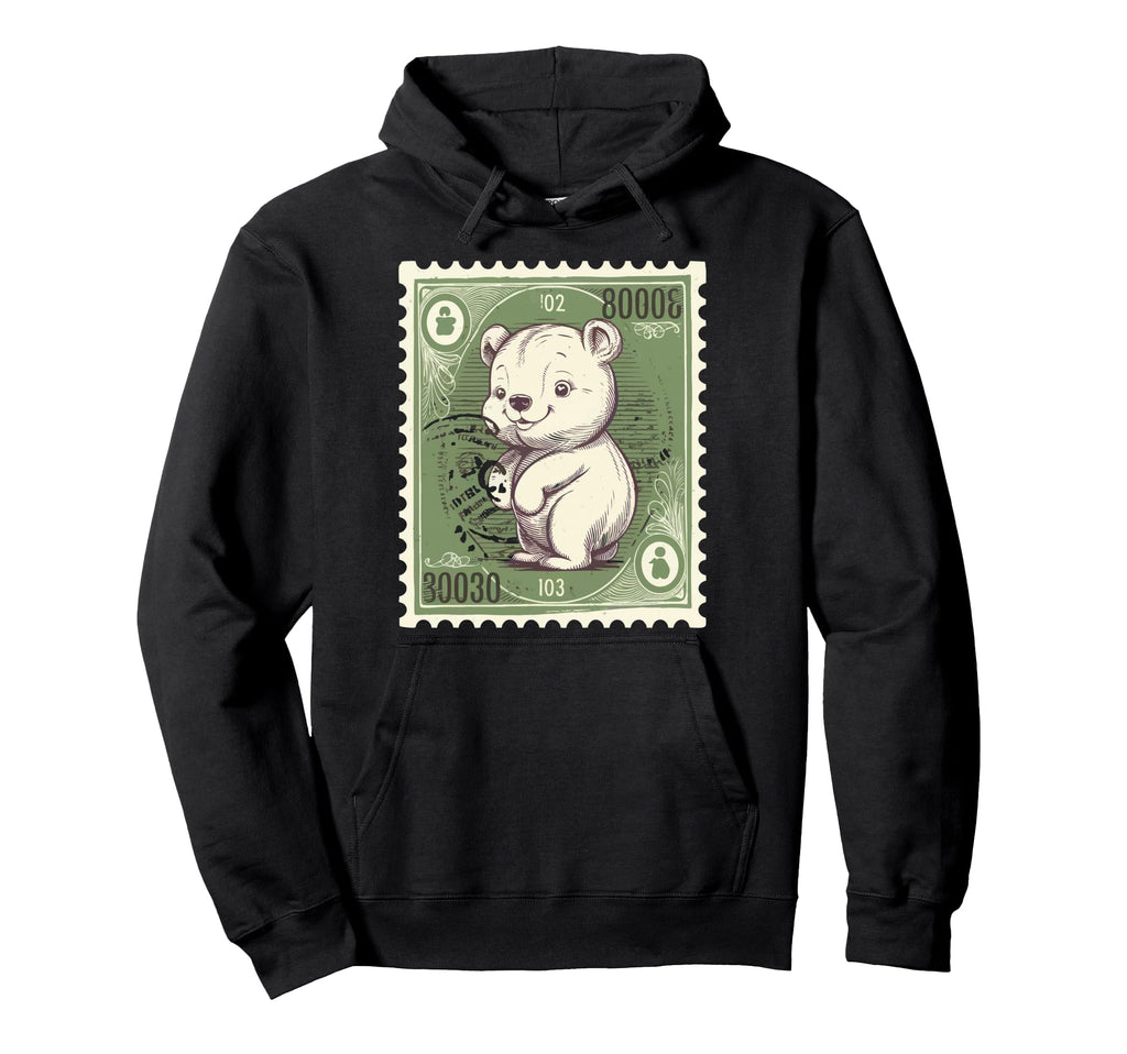 Bear Postage Stamp Animal Hoodie - Novelty Apparel Unisex - T-Shirt, Sweatshirt, Hoodie