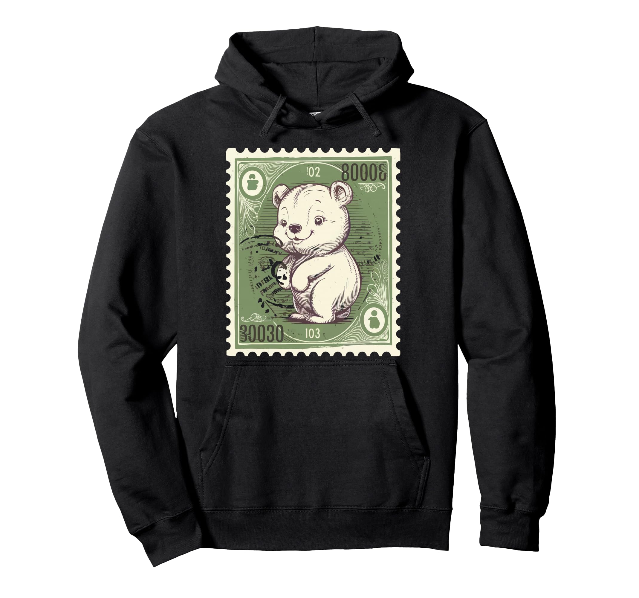 Bear Postage Stamp Animal Hoodie - Novelty Apparel Unisex - T-Shirt, Sweatshirt, Hoodie