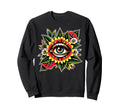 Sunflower X Eye Traditional Tattoo Sweatshirt - Unique Graphic Men Women - T-Shirt, Sweatshirt, Hoodie