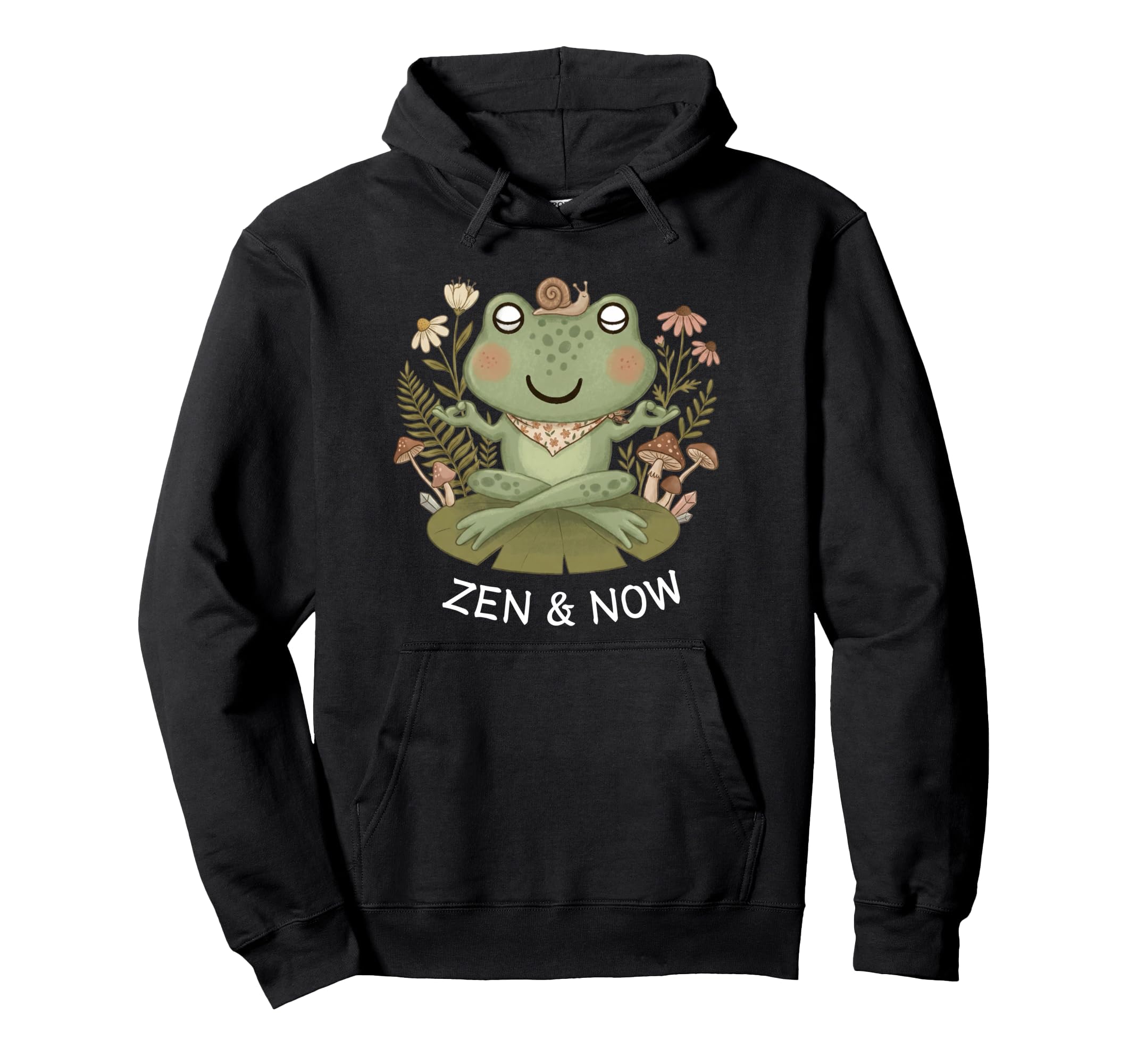 Zen And Now Frog Funny Meditation Yoga Hoodie - Novelty Apparel for Adults - T-Shirt, Sweatshirt, Hoodie