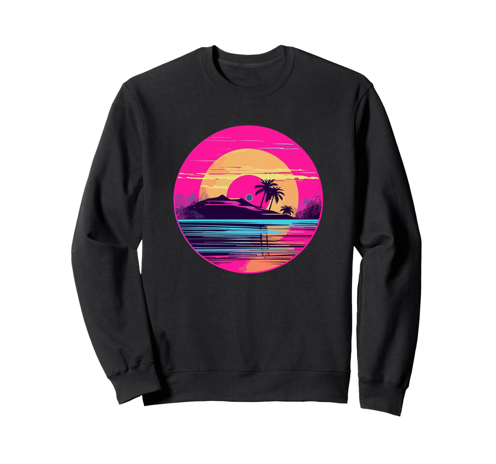 Palm Tree Vinyl Record Vaporwave Sweatshirt - Aesthetic Graphic for Adults - T-Shirt, Sweatshirt, Hoodie