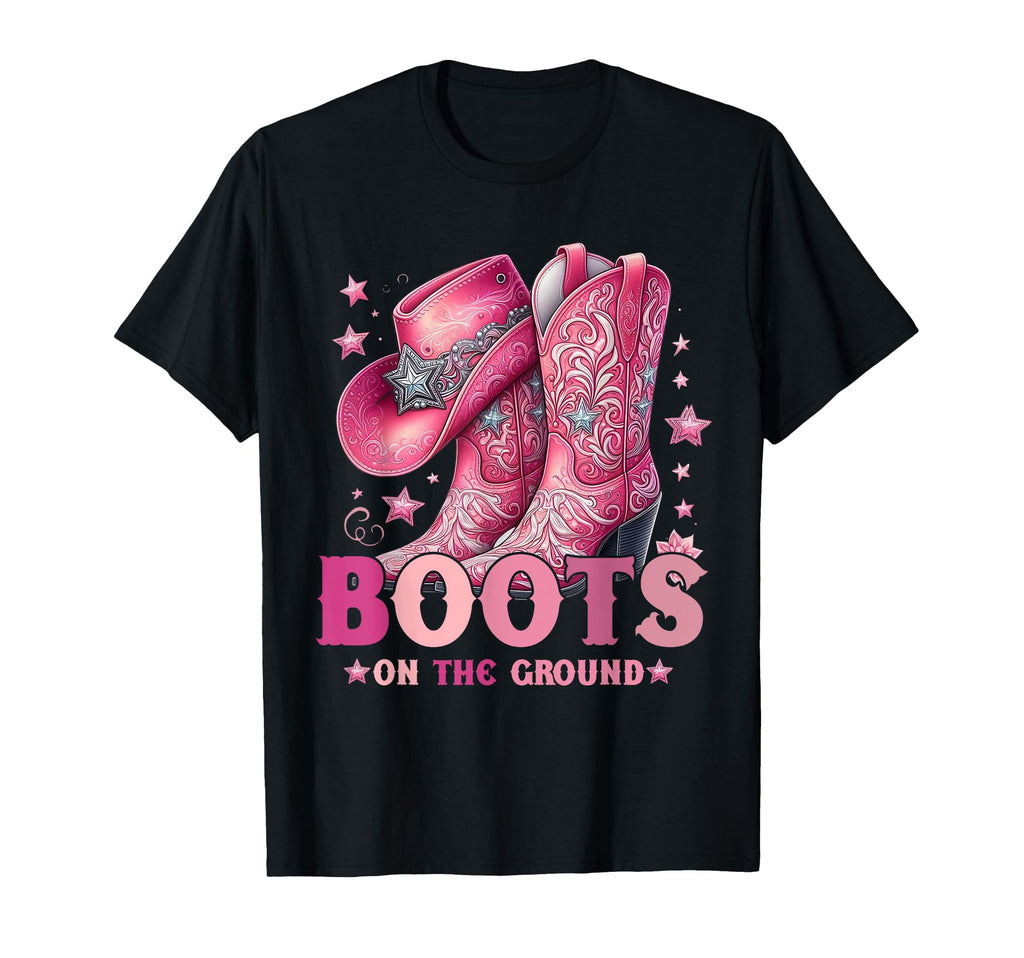 Boots Ground Western Cowgirl Hat Boots T-Shirt - Custom Art Print Men Women - T-Shirt, Sweatshirt, Hoodie