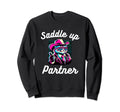 Saddle Up Partner Funny Cat Cowboy Sweatshirt - Minimalist Print Unisex - T-Shirt, Sweatshirt, Hoodie