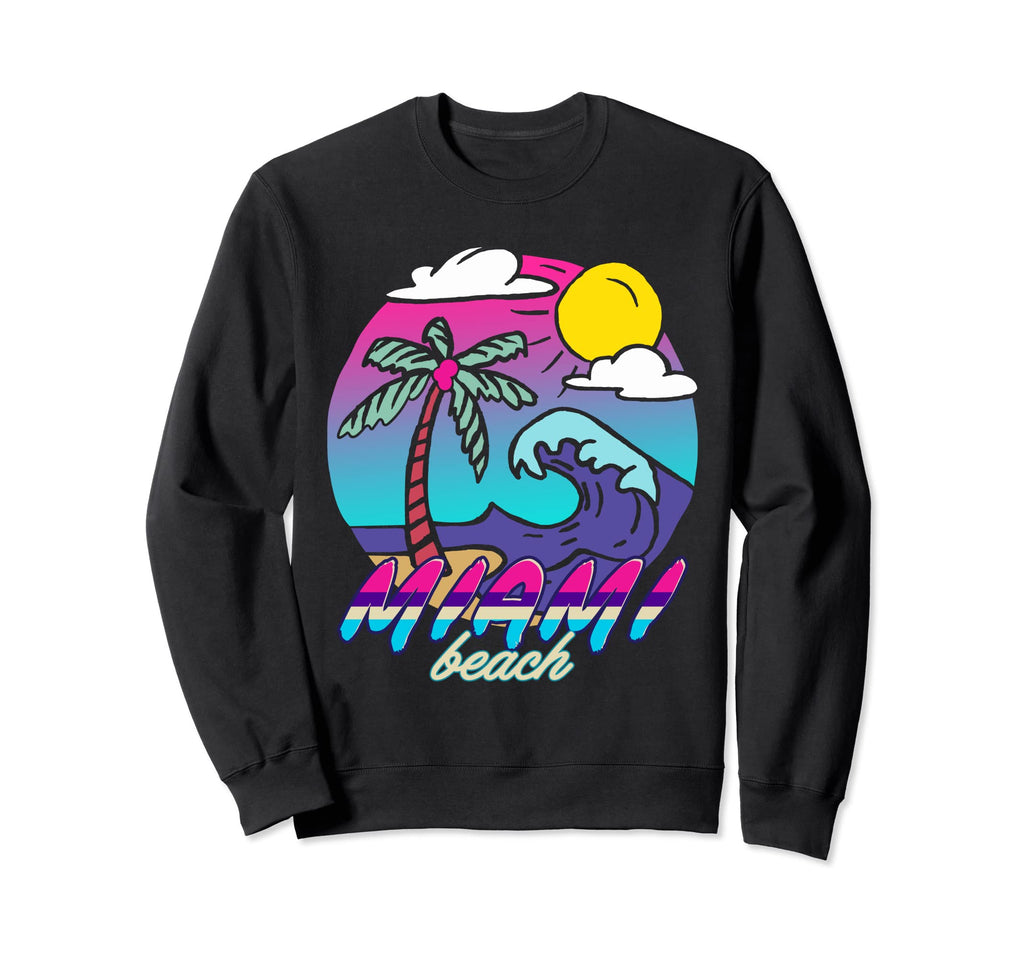 Miami Beach 80S Aesthetic Vaporwave Sweatshirt - Aesthetic Graphic Unisex - T-Shirt, Sweatshirt, Hoodie