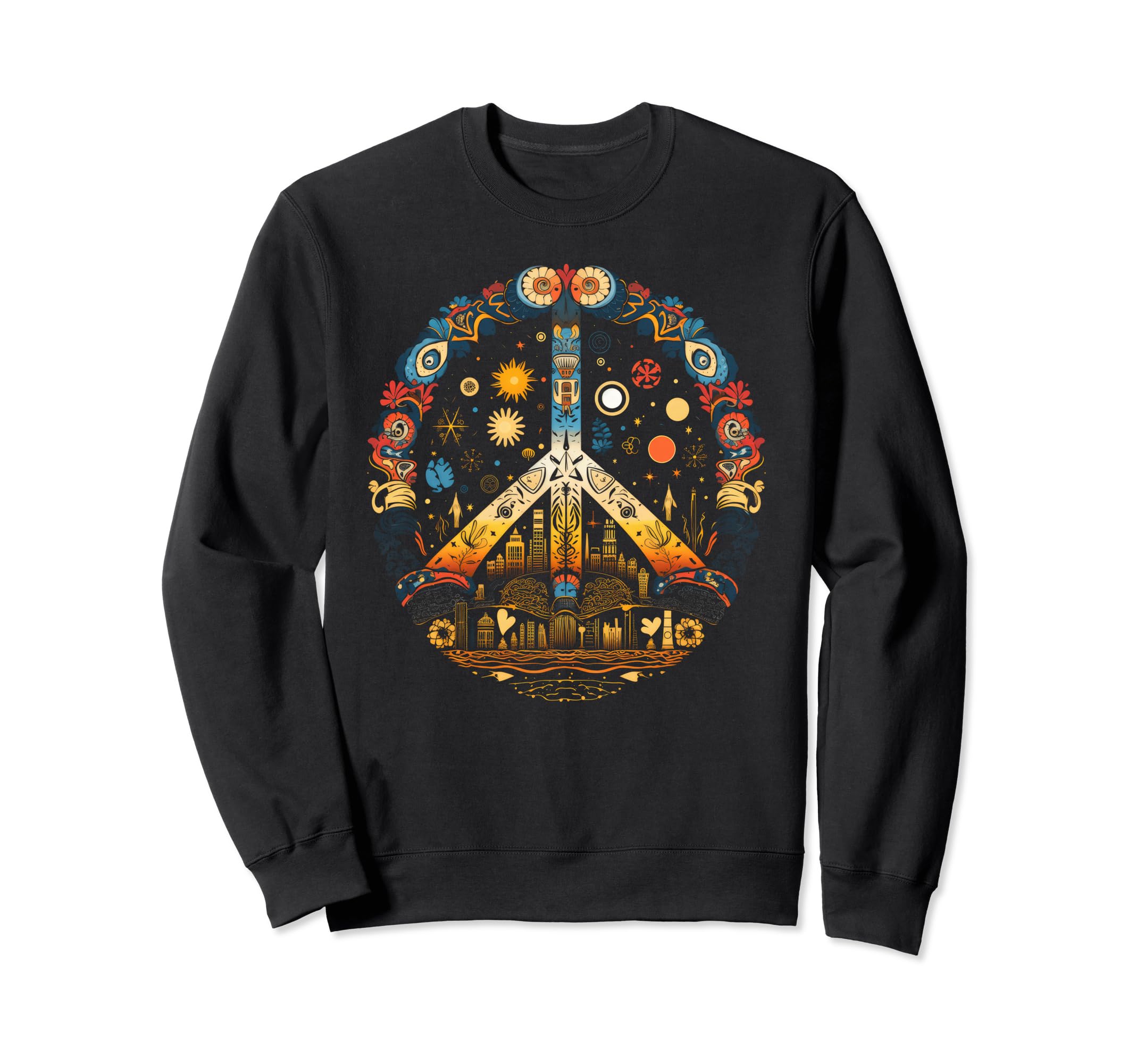 Peace Sign 70S Hippie New York Sweatshirt - Minimalist Print for Adults - T-Shirt, Sweatshirt, Hoodie