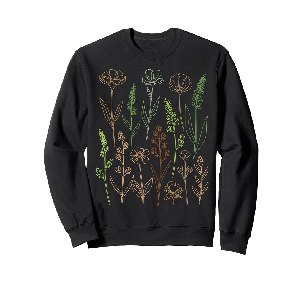 Boho Flowers Minimalist Sweatshirt - Aesthetic Graphic Men Women - T-Shirt, Sweatshirt, Hoodie