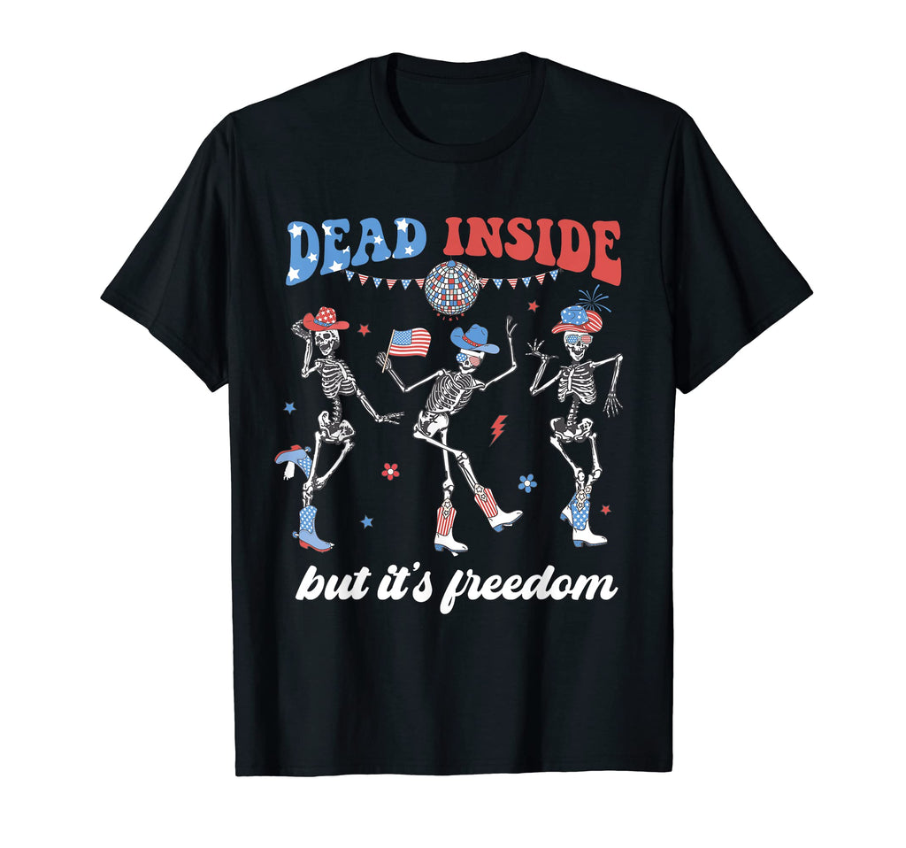 Dancing Skeleton 4Th July Cowboy Cowgirl T-Shirt - Novelty Apparel Unisex - T-Shirt, Sweatshirt, Hoodie
