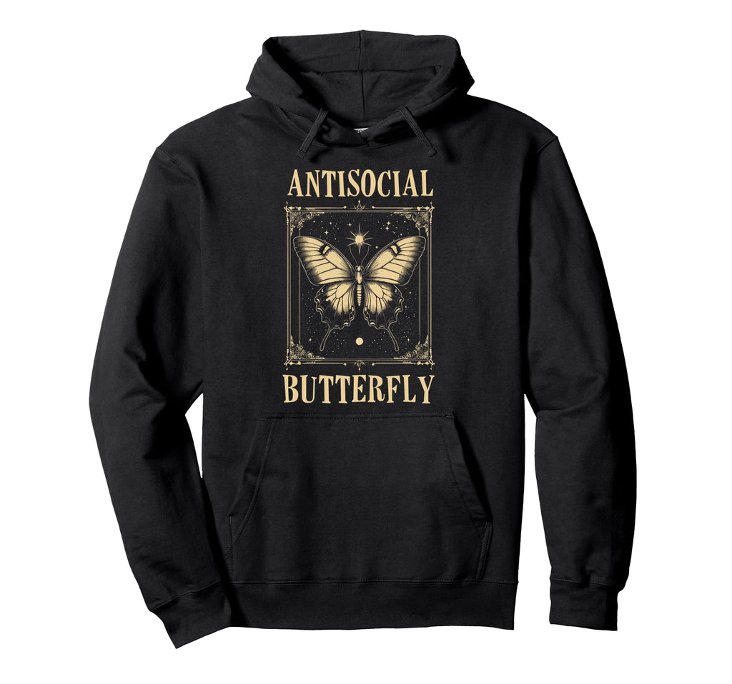 Antisocial Butterfly Hoodie - Fun Novelty Design for Adults - T-Shirt, Sweatshirt, Hoodie