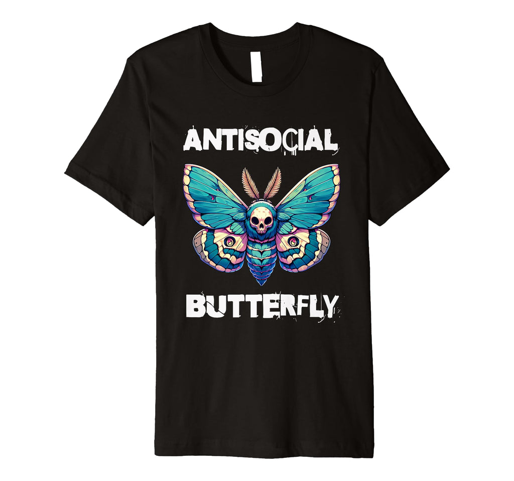 Antisocial Butterfly Funny Death Head T-Shirt - Streetwear Style Unisex - T-Shirt, Sweatshirt, Hoodie