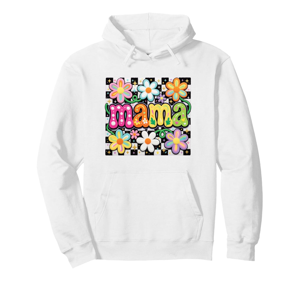 Mama Colorful Floral Checkerboard Hoodie - Streetwear Style Unisex - T-Shirt, Sweatshirt, Hoodie