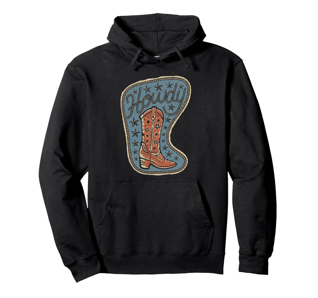 Rodeo Howdy Cowgirl Cowboy Boots Hoodie - Fun Novelty Design Men Women - T-Shirt, Sweatshirt, Hoodie