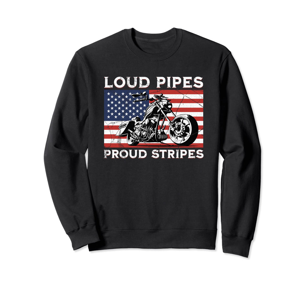 Patriotic Old Biker American Us Flag Sweatshirt - Graphic Print Men Women - T-Shirt, Sweatshirt, Hoodie