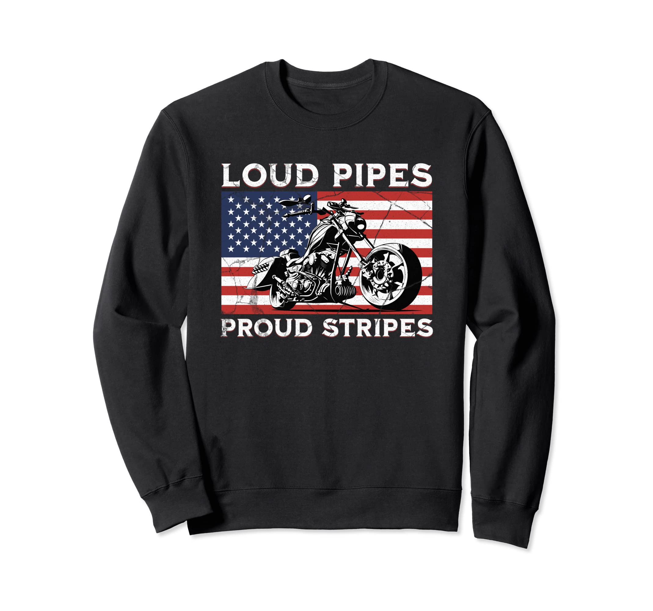 Patriotic Old Biker American Us Flag Sweatshirt - Graphic Print Men Women - T-Shirt, Sweatshirt, Hoodie