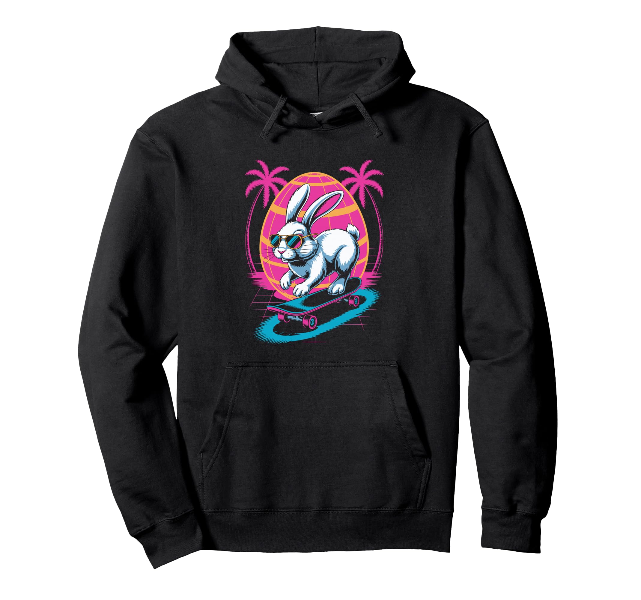 Easter Bunny Skateboard 80S Sunset Hoodie - Streetwear Style Men Women - T-Shirt, Sweatshirt, Hoodie