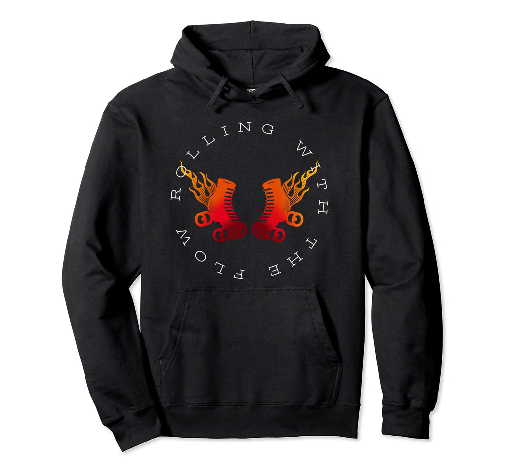 Rolling Flow Flaming Roller Skates Hoodie - Fun Novelty Design Men Women - T-Shirt, Sweatshirt, Hoodie