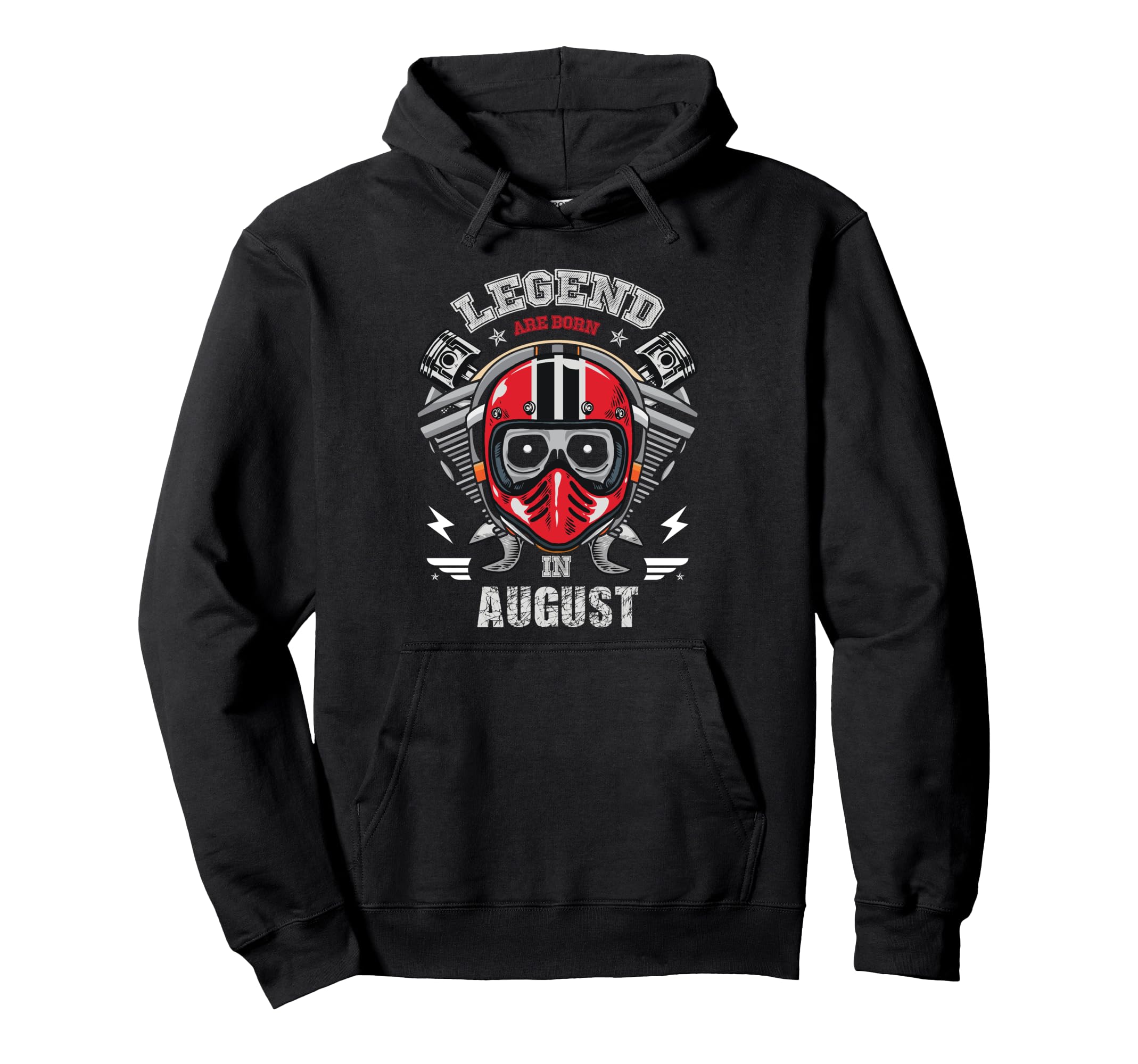 Biker Born August Motorcycle Birthday Hoodie - Novelty Apparel Unisex - T-Shirt, Sweatshirt, Hoodie