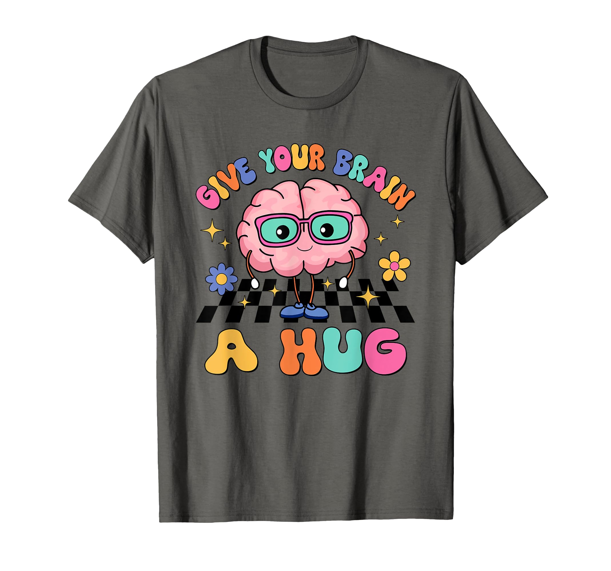 Groovy Give Your Brain Hug Teacher T-Shirt - Custom Art Print Men Women - T-Shirt, Sweatshirt, Hoodie