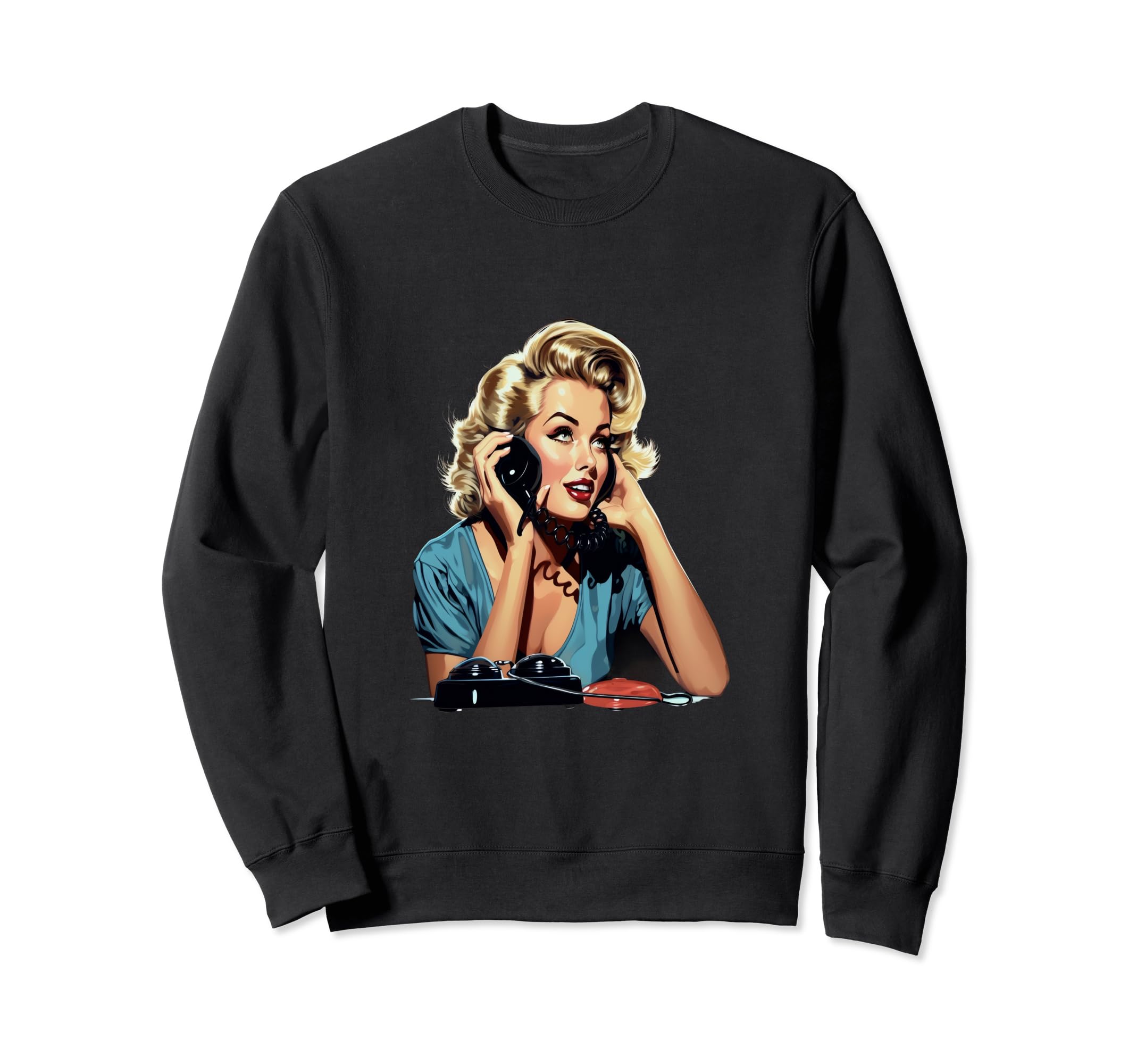 Pinup Telephone Old School Sweatshirt - Novelty Apparel Unisex - T-Shirt, Sweatshirt, Hoodie